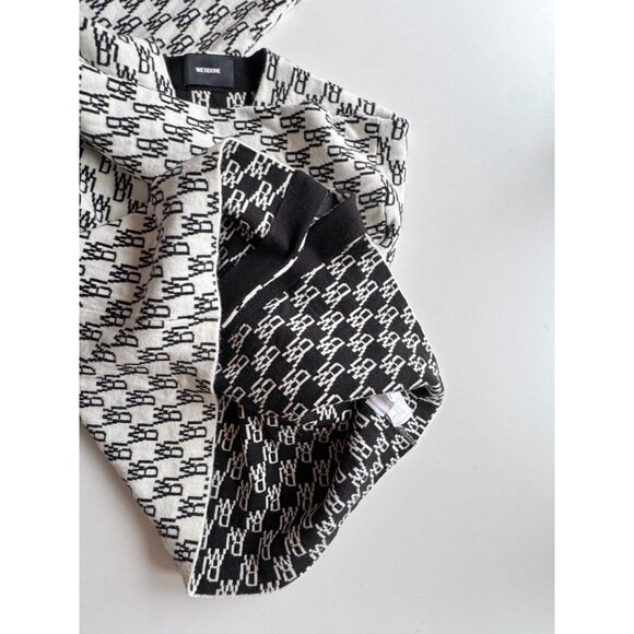 WE11DONE WD1 White Black Logo Wool Cashmere Jacquard Cardigan Sweater, Size S - Picture 12 of 16